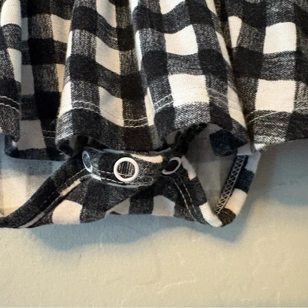 Gigi and Max Parker black and white checks long sleeve skirted bodysuit 12 month